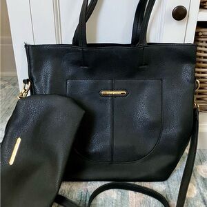 Steve Madden Black Tote with Gold Accents